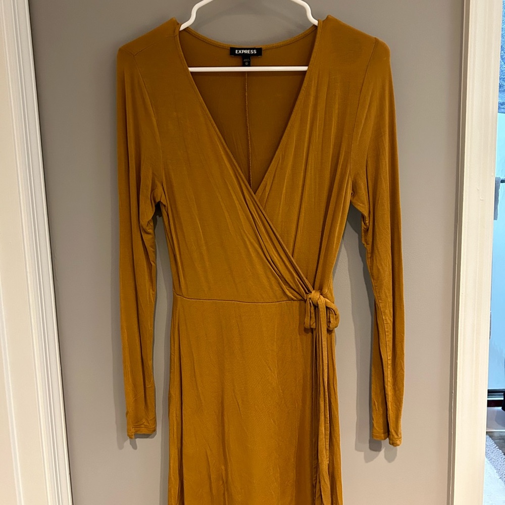 Yellow wrap Express dress